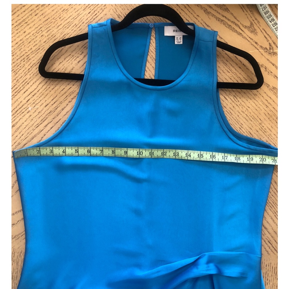 Reiss SATIN DRAPE TUCK MIDI DRESS,sz12, New, BLUE,42”bust(around),57”length - Picture 7 of 11